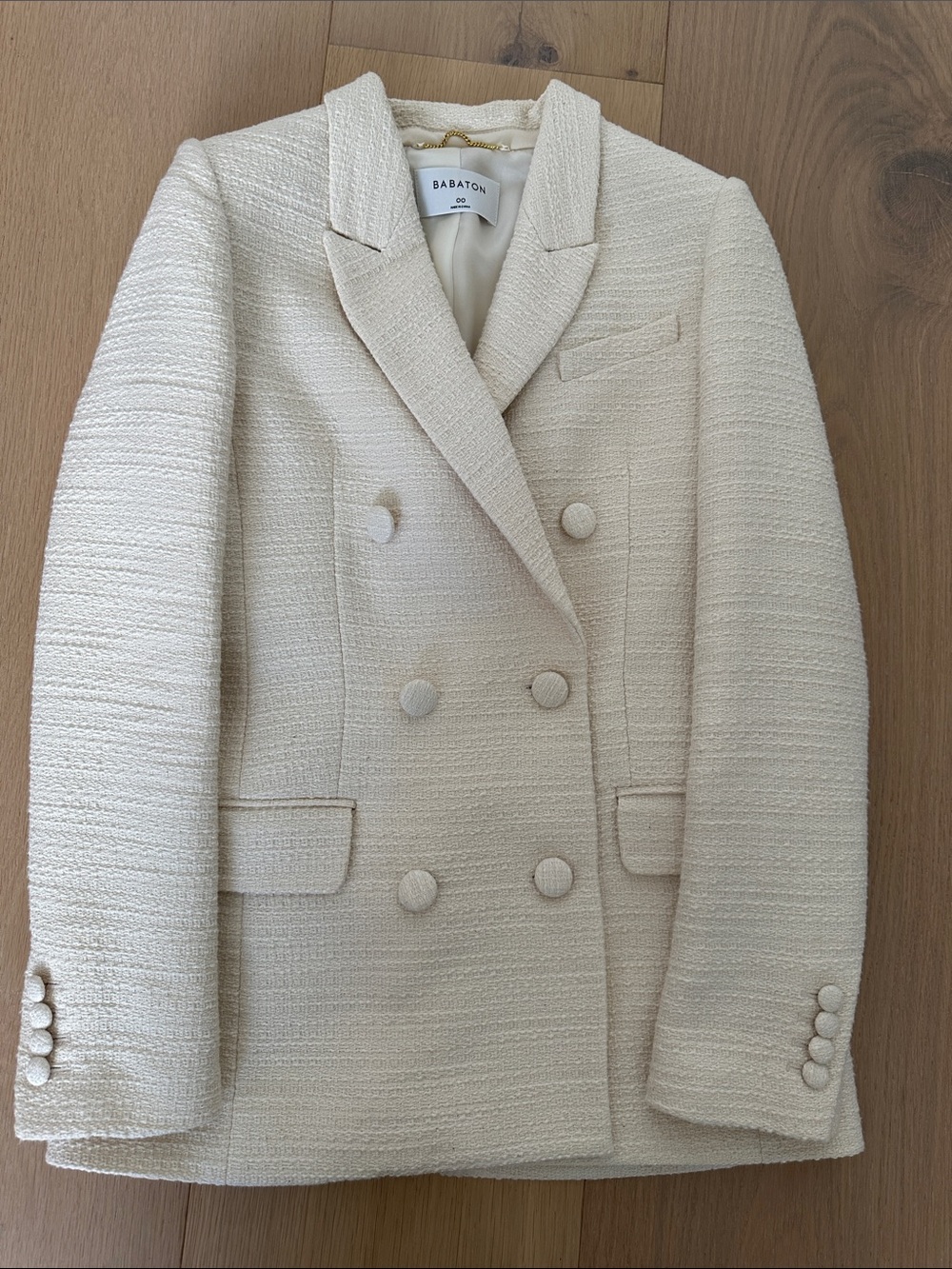 Babaton Ivory Double-Breasted Textured Blazer size 00